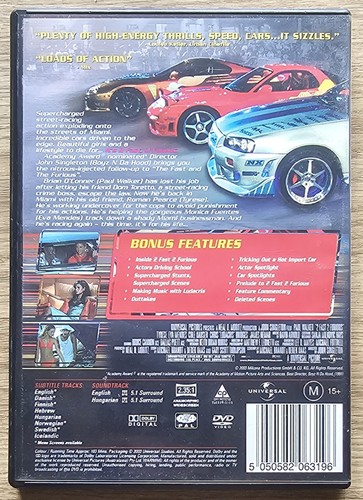 2 Fast 2 Furious (Ref:A) ~ DVD ~ Region 2,4 ~ PAL ~ FREE postage!! - Picture 2 of 3