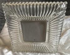Vintage Clear And Frosted Solid Glass Standing Or Wall Picture Frame 5 x 7 Inch