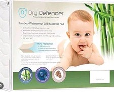 Dry Defender Bamboo Waterproof Hypoallergenic Crib Mattress Pad 28  x 52  x 6  