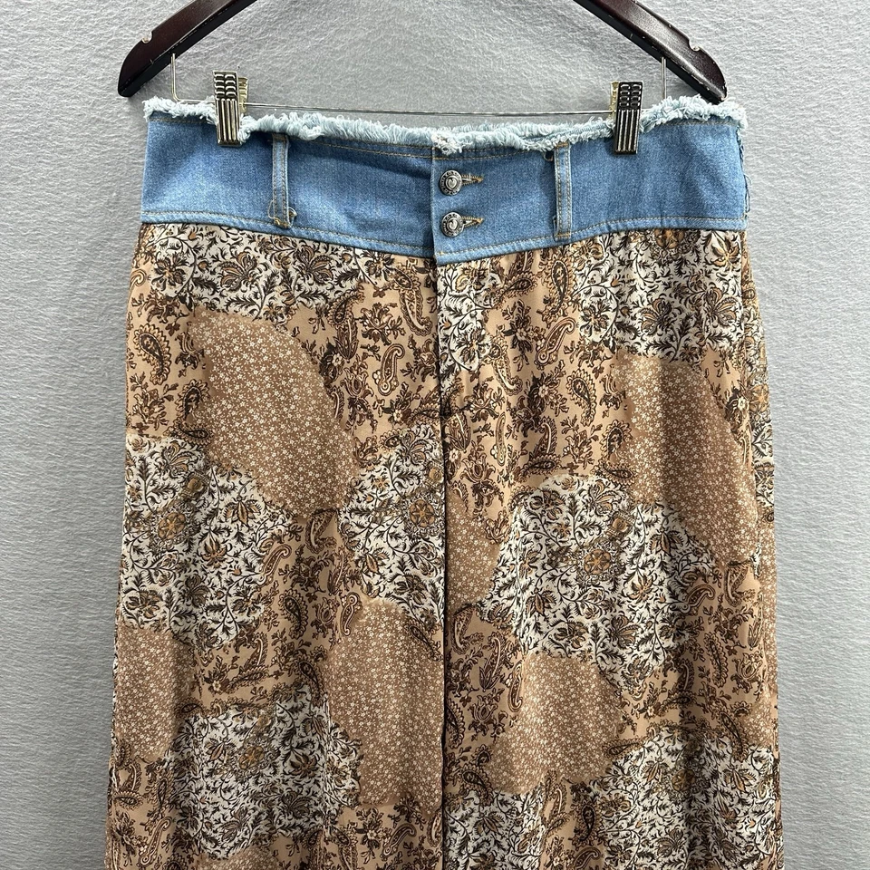 Vintage 1990s Y2K XOXO Jeans Women 12 Raw Denim Waist Paisley Pant Boho Festival - Image 2 of 4
