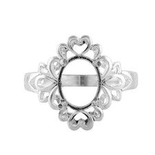 Semi Mount Ring 8X10MM Oval Shape Solitaire Halo Women Ring 925 Sterling Silver