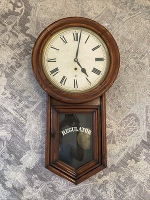 Antique Sessions Regulator Clock Regulator Works Well Winding clock