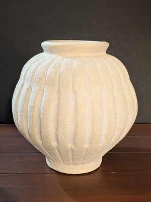 Threshold Studio McGee Tall Carved  Ceramic Vase Cream Terracotta Table Decor