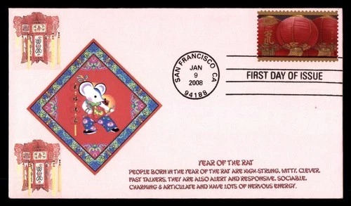 Mayfairstamps US FDC 2008 California Year of the Rat Chinese New Year First Day