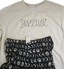 Art Class Girls Cozy Pajama Set White Long Sleeve Top w Shorts XL 14 NWT 10A25