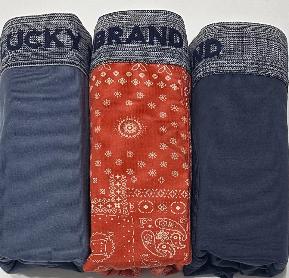 Calzoncillos boxer Lucky Brand para hombre 3 elásticos grandes (36-38) azul/rojo Foto 2 de 4