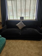 Sofa 4-Seater Loaf Smithy Large Plump Ink Blue Velvet Cushions