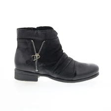 Miz Mooz Sunny-QVC Womens Black Leather Zipper Ankle & Booties Boots