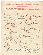 Sunderland Assn F.C. Pre-Printed autograph sheet