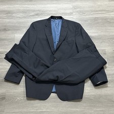 Hugo Boss 2 Piece Suit Mens 42R Pants 36x31 Navy Blue Striped Wool Blend