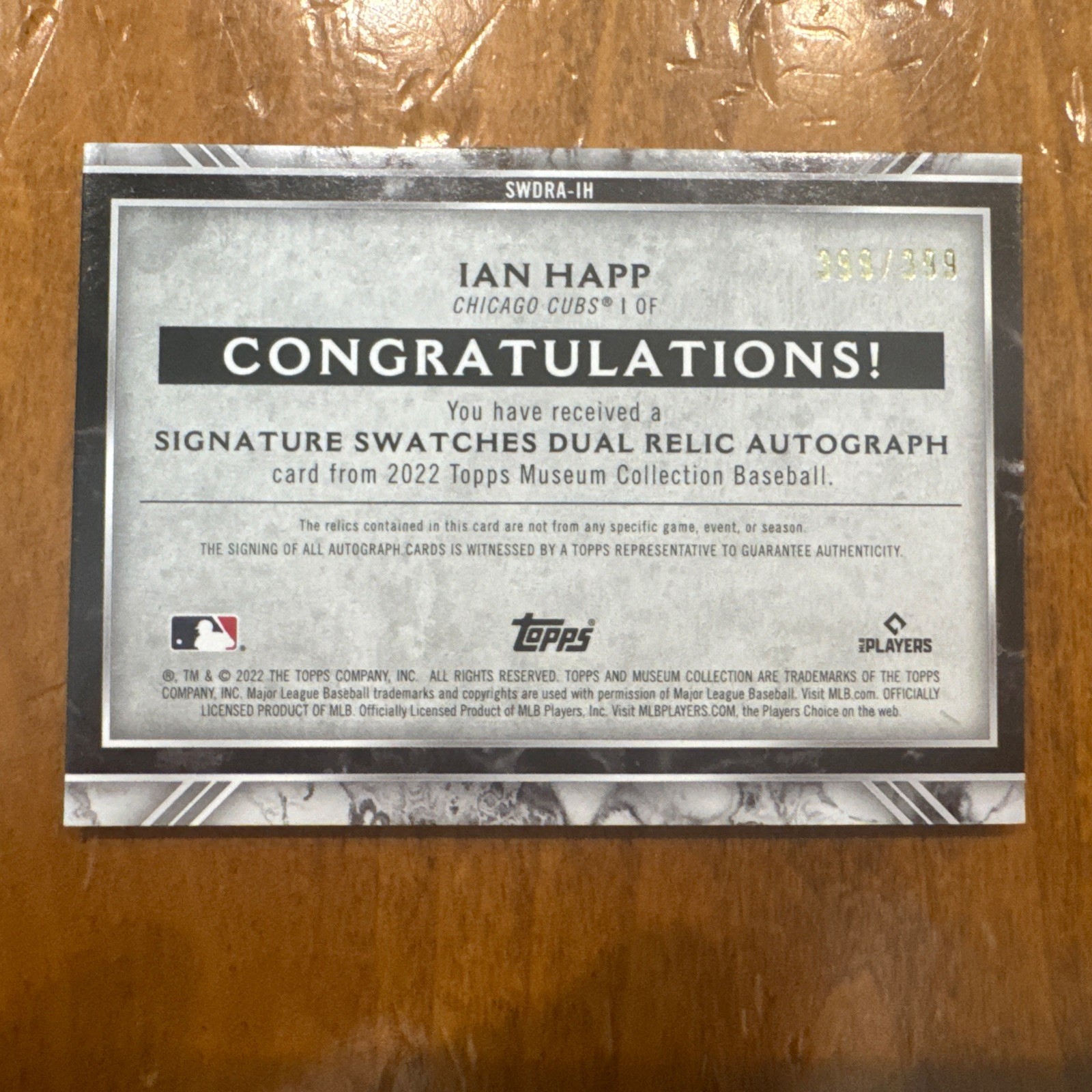 2022 Topps Museum Collection Ian Happ Patch Auto 399/399 Cubs view 2