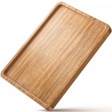Oebberru Wood Tray for Coffee Tea Large Wooden Serving Tray for Food Fruit Snack
