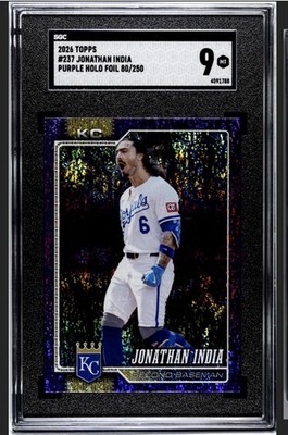 2026 TOPPS JONATHAN INDIA /250 PURPLE HALO FOIL #237  POP 1 No Higher PSA/SGC 
