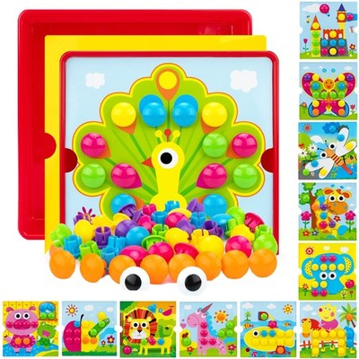 Button Art Toys for Toddlers Ages 3-5, Early Learning Educational Toys, Color...