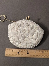 Vintage Sequined Coin Purse With Key Chain----*Free Shipping*