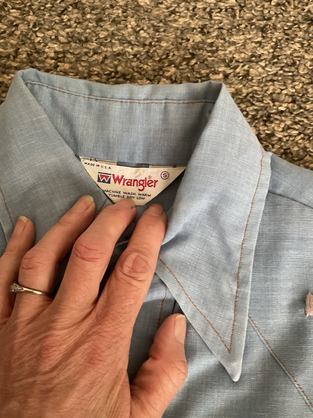 Wrangler Men's Vintage Western Pearl Snap Button-Up With Hand Embroidery Size S thumbnail 10