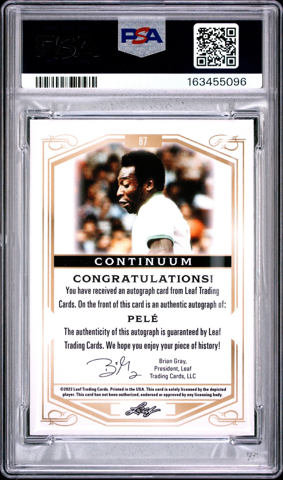 2022 LEAF CONTINUUM AUTOS #87 PELE 119/199 PSA 9 AUTO view 2