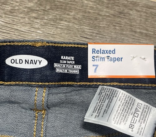OLD NAVY Karate Slim Tapered Jeans Youth/Boys 7 Adjustable Medium Wash Denim NWT - Picture 10 of 16