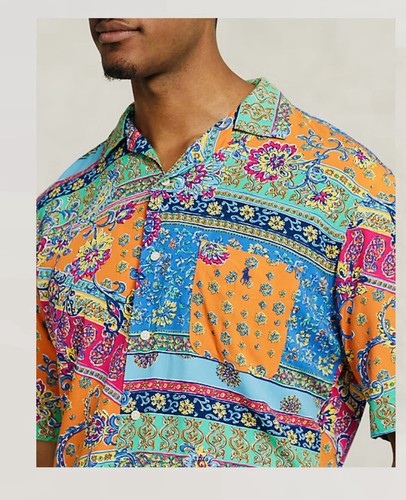 Polo Ralph Lauren Button Down Camp Shirt Patchwork Print Big And Tall Size 2XB - Picture 13 of 16