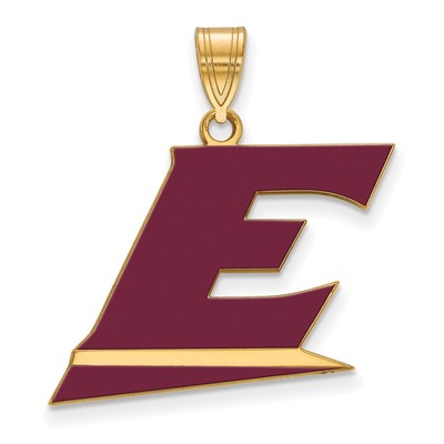 Yellow Sterling Silver LogoArt Eastern Kentucky University Letter E LG Pendant
