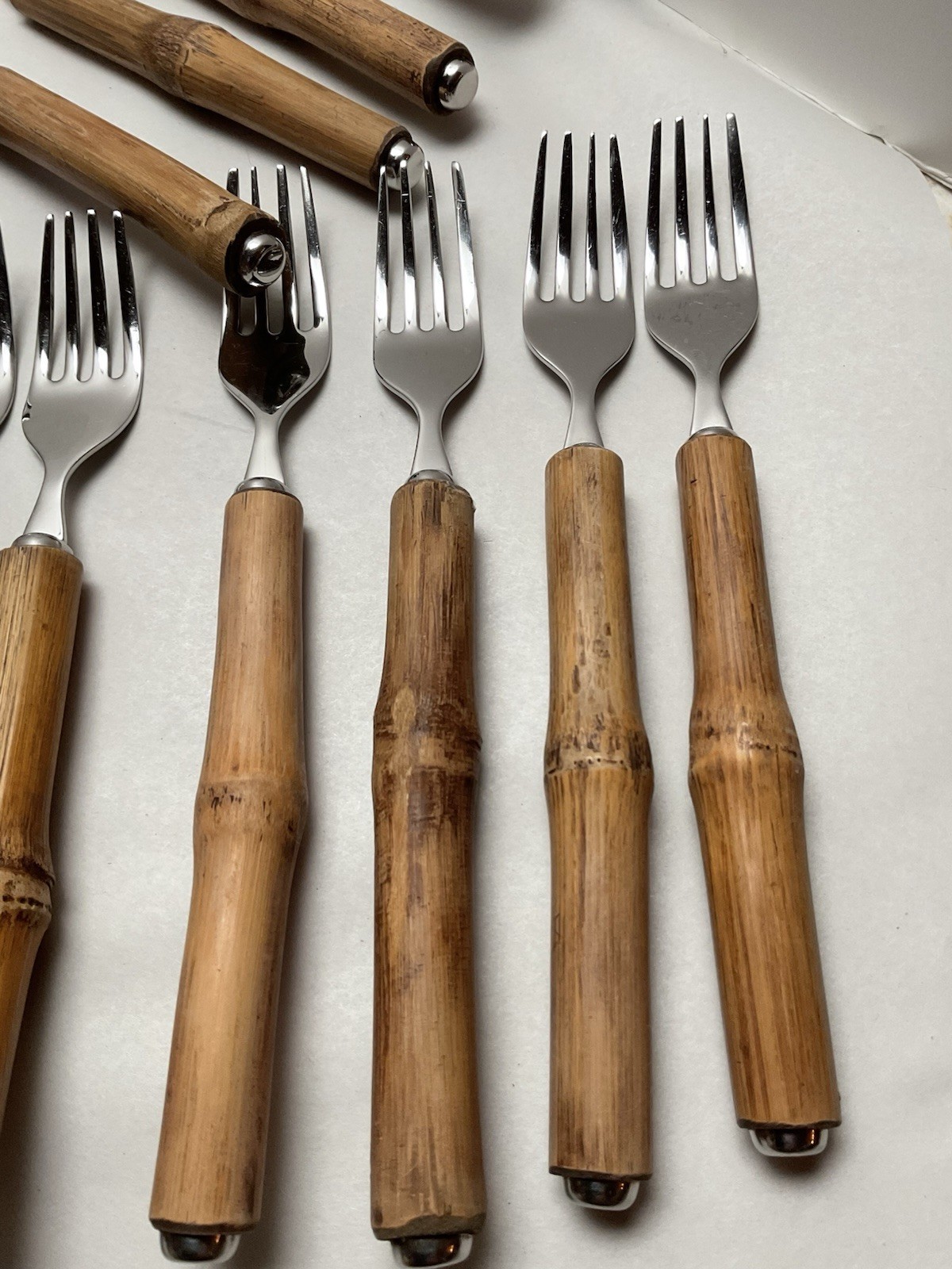 Vintage MCM 29 Piece, Natural Handmade Bamboo Silverware Set Rare