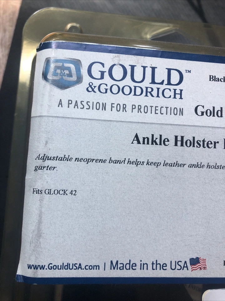 Coldre de tornozelo Gould & Goodrich com garter, preto, mão esquerda Glock 42 B816-G42LH - Imagem 2 de 4