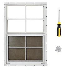Hryan 18"x23" Shed Window for Chicken Coop, Playhouse and Mobihome, White Win...