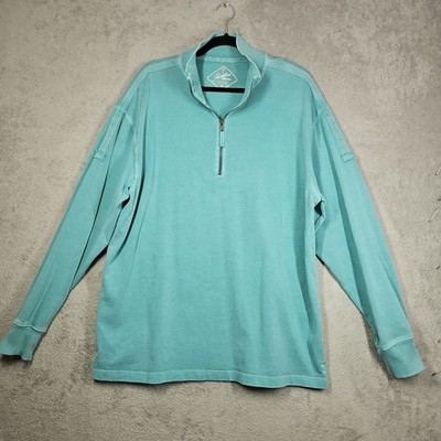 Paradise Collection Men Seafoam Green 1/4 Zip Mock Neck Pullover Long Slv Sz XL
