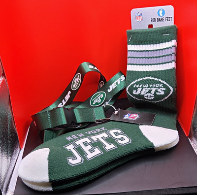 New York Jets NFL Football Crew Socks Green White Gray Licensed and Lanyard