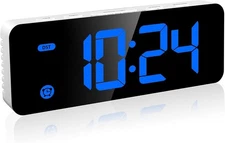 Alarm Clock for Kids Bedrooms, Small Digital Clock, 4 Dimmable Light Blue 
