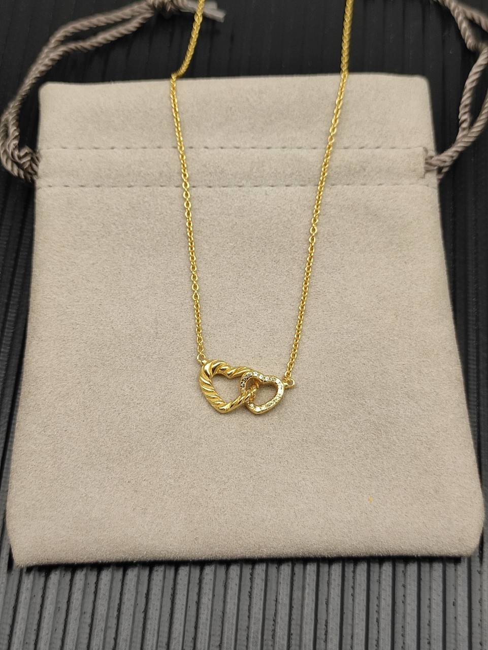 Christmas giftsDavld&Yurman18kGold Interlocking Double Heart Necklace 17“