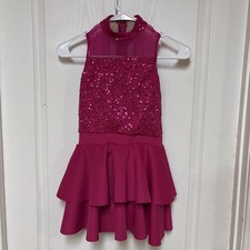 Weissman Child Small Dance Costume Bright Pink With Sequins