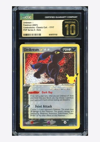 Pokemon CGC 10 PRISTINE Umbreon Gold Star Holo 2021 17/17 Celebrations English