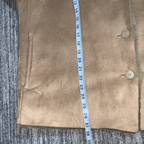 FU DA New York Womens XL Jacket Beige Faux Suede Buttons Pockets Faux Fur - Picture 4 of 5