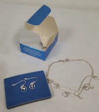 Avon  DOUBLE STRAND RHINESTONE ACCENT ANKLET & EARRING GIFTSET NEW