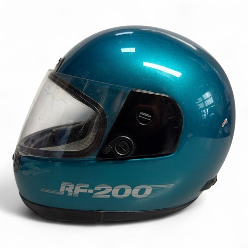 Vintage Shoei RF200 Full Face Black Motorcycle Helmet Size M, Teal - Picture 6 of 19