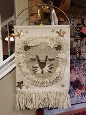Pottery Barn Kids Lion Wool Fringe Woven Tapestry Kid Nursery Wall Decoration