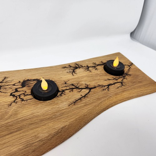 Fractal wooden tealight holder holds 3 tealights wood 15" x7" decor candle - Picture 4 of 10