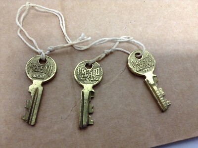 Set 3 Vintage Presto Lock Luggage Suitcase Cabinet Jewelry Replacement Keys 292