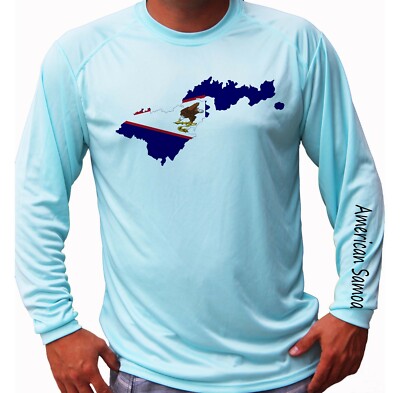 American Samoa Flag Map Fish Boat Long Sleeve UPF 30 T-Shirt UV Protection