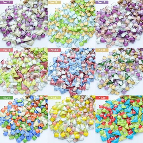 200g Couleur Teinté Acrylique Verre Mosaïque Vitrifiée Mini Vrac Tuile DIY Tissu - Afbeelding 27 van 79