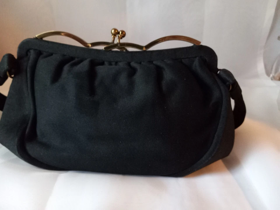 Bolso de Noche GARAY Negro Faille Snap Vintage Años 50 Cartera Diseñador LIMPIO. #G VA#2 Foto 2 de 4