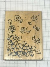 Wood Mounted Rubber Stamp LARGE FALLING FLOWERS ..... NICE .....lot 37