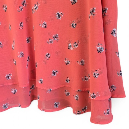 Lane Bryant Floral Sleeveless Double Layer V-Neck Coral Swing Top Size 22 - Picture 4 of 7