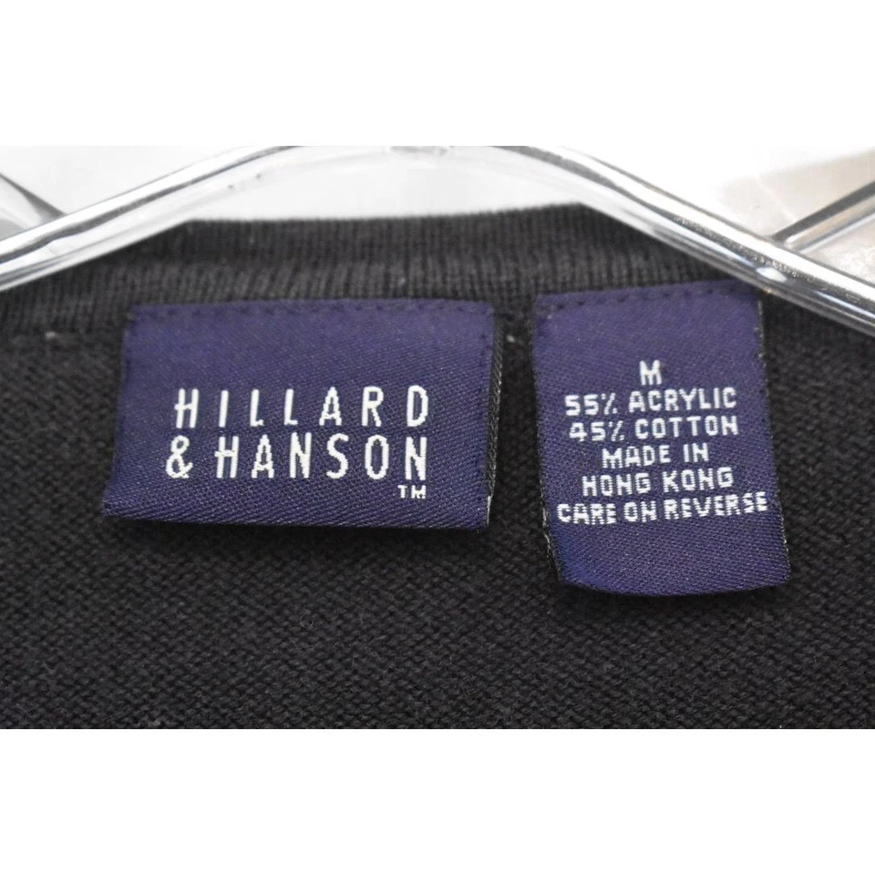 Cárdigan suéter vintage para mujer Hillard & Hanson negro blanco rojo rayas talla Foto 4 de 4