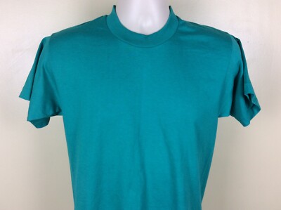 Vtg 90s Fruit Of The Loom Plain Teal T-Shirt Youth 18-20