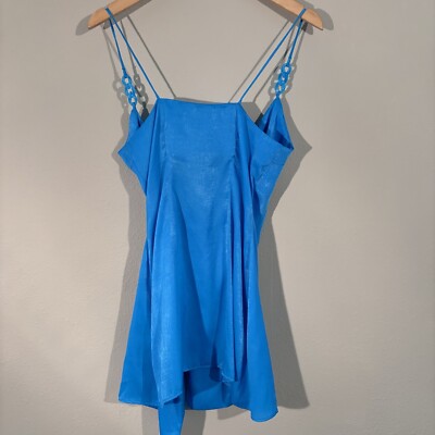 Zara Blue Mini Dress Satin Effect Small | eBay
