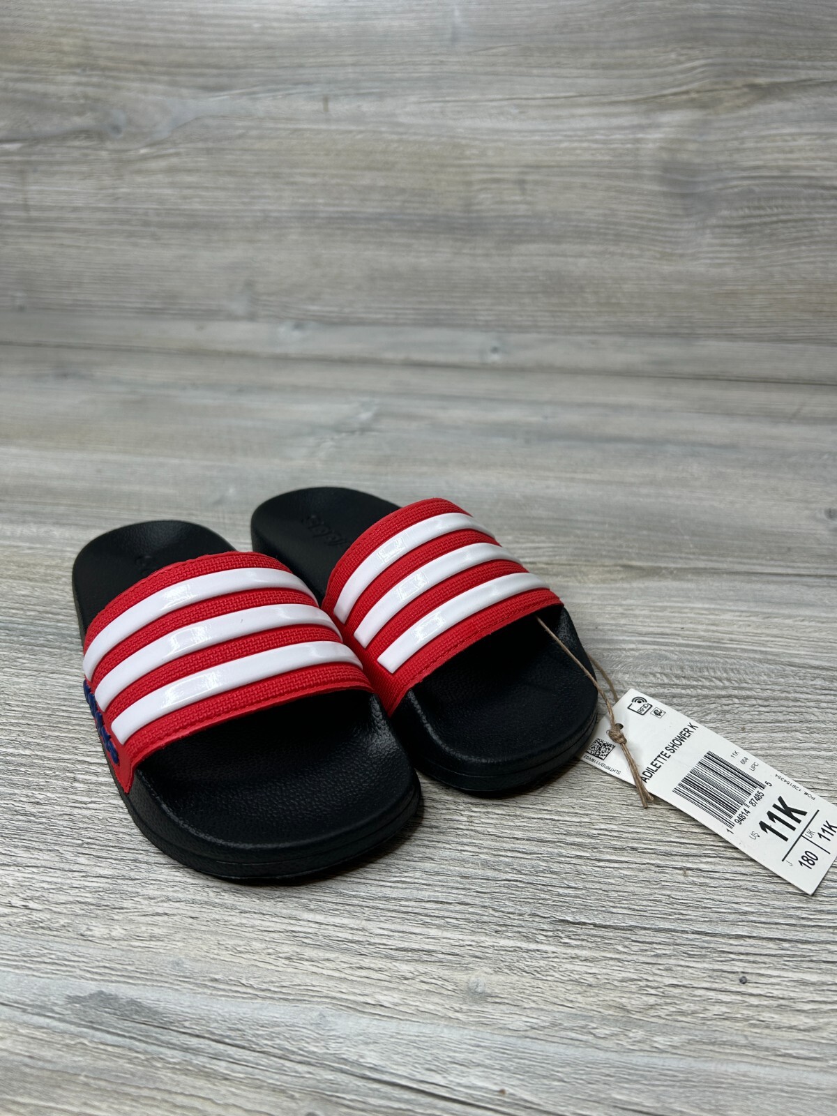 PANTOFOLA D’ORO Scivoli doccia Adidas bambino Adilette rosso e nero nuovi con etichette taglia 11K