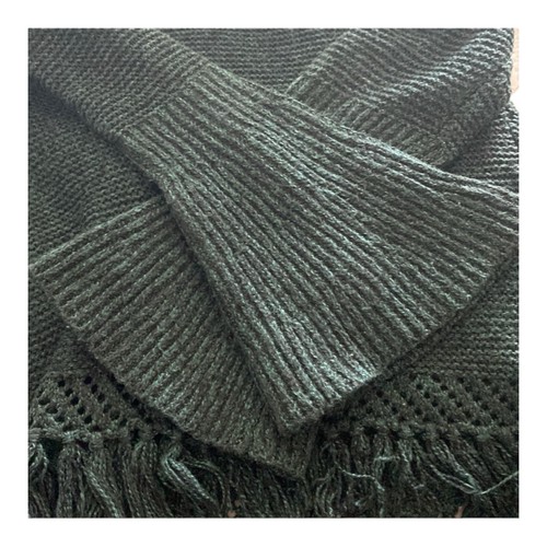 John + Jenn Womens Size XS Knit Dark Green Sweater Fringe Tassels Round Neck - Picture 6 of 15