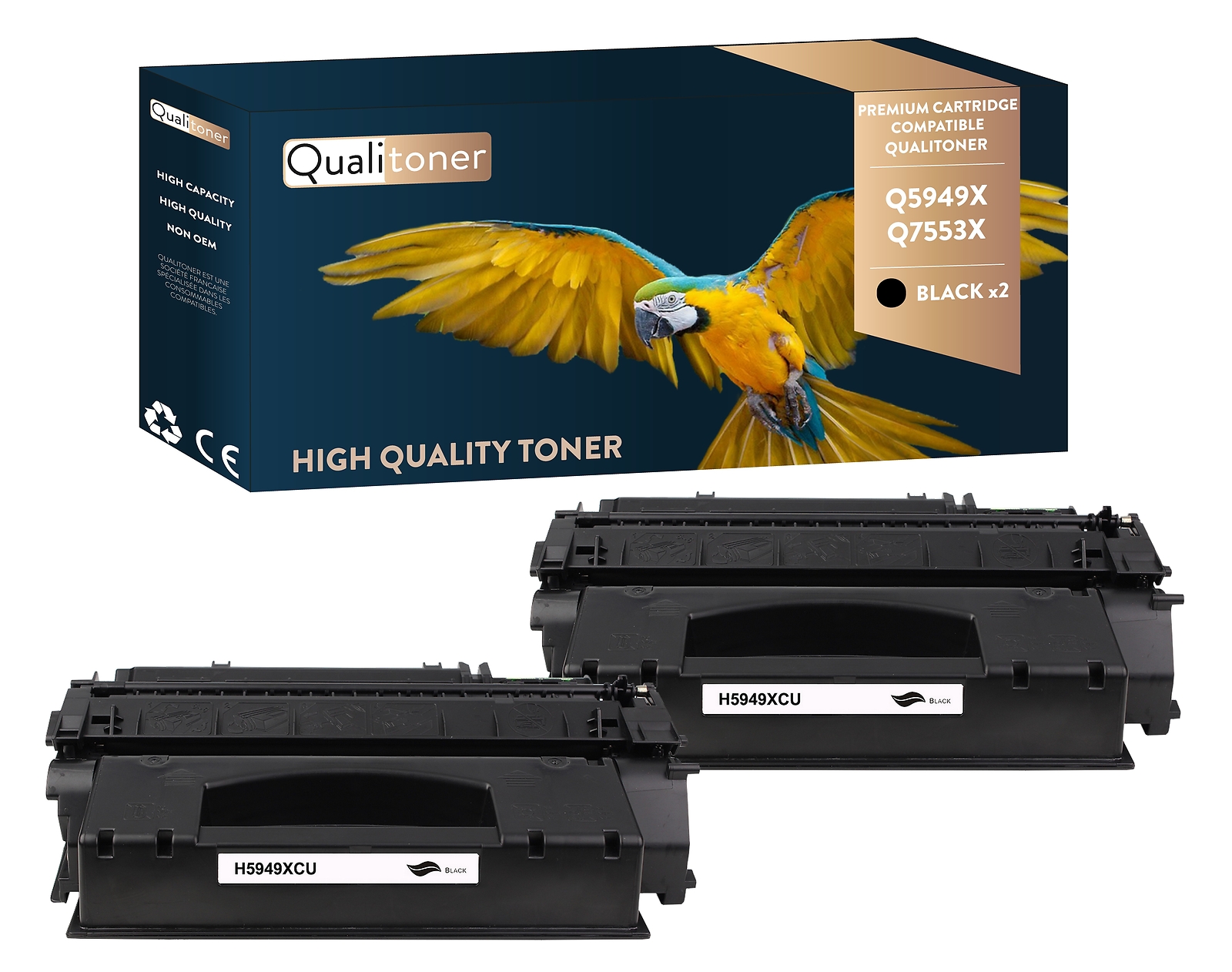 Toner HP Q5949X Q7553X Noir double pack QUALITONER pour des impressions monochromes ultra nettes